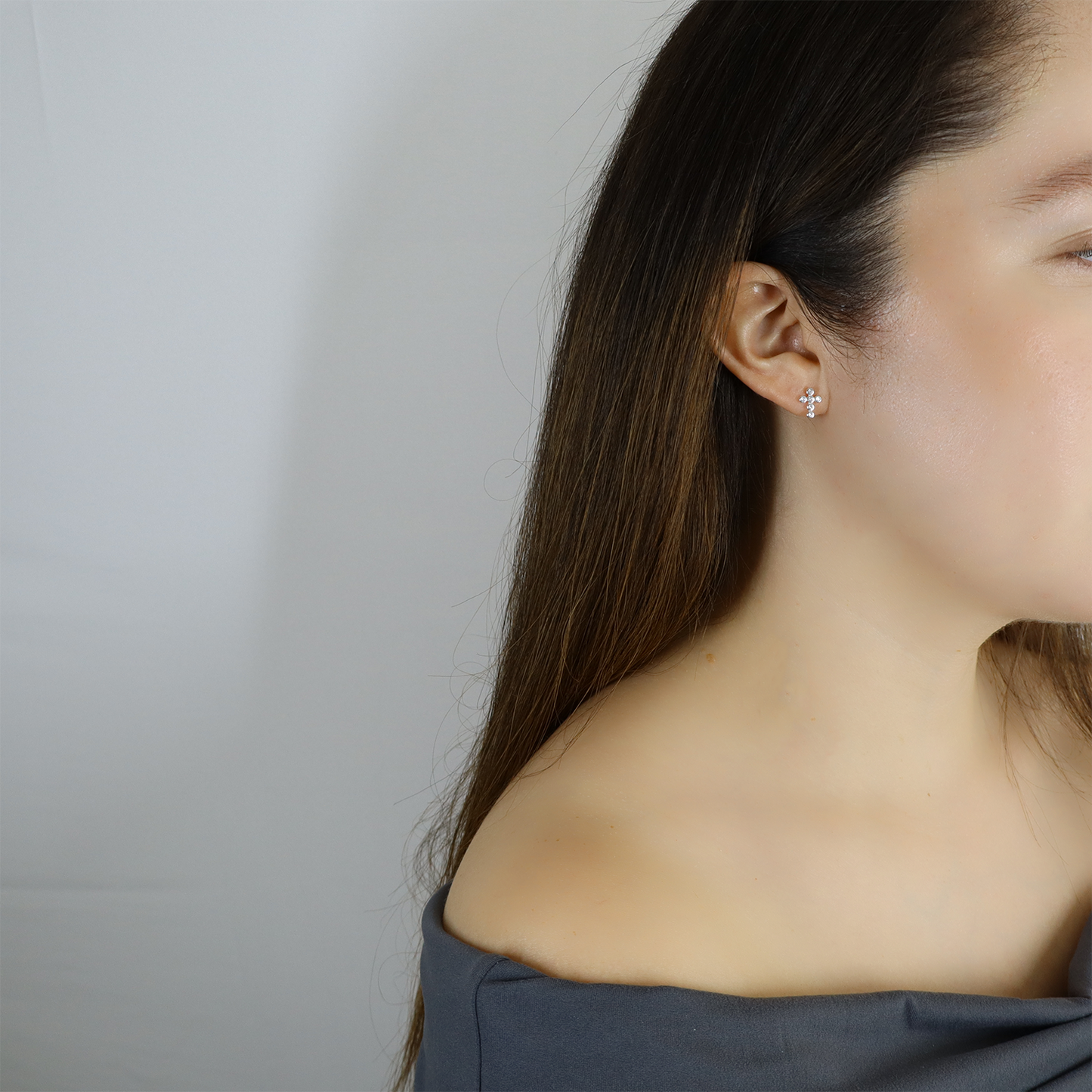 Sterling Silver Cross Stud Earrings