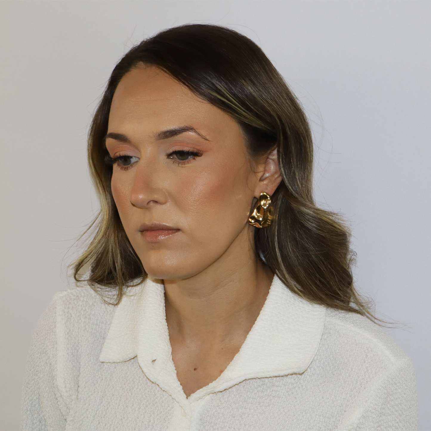 14K Gold Plated Hammered Statement Earrings| Lightweight Drop Statement Earrings for Women