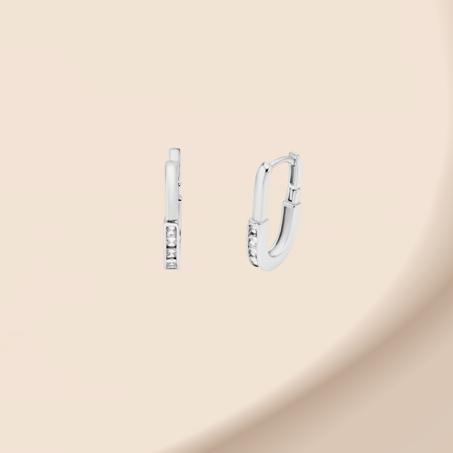 White Gold Huggie Hoop Earrings