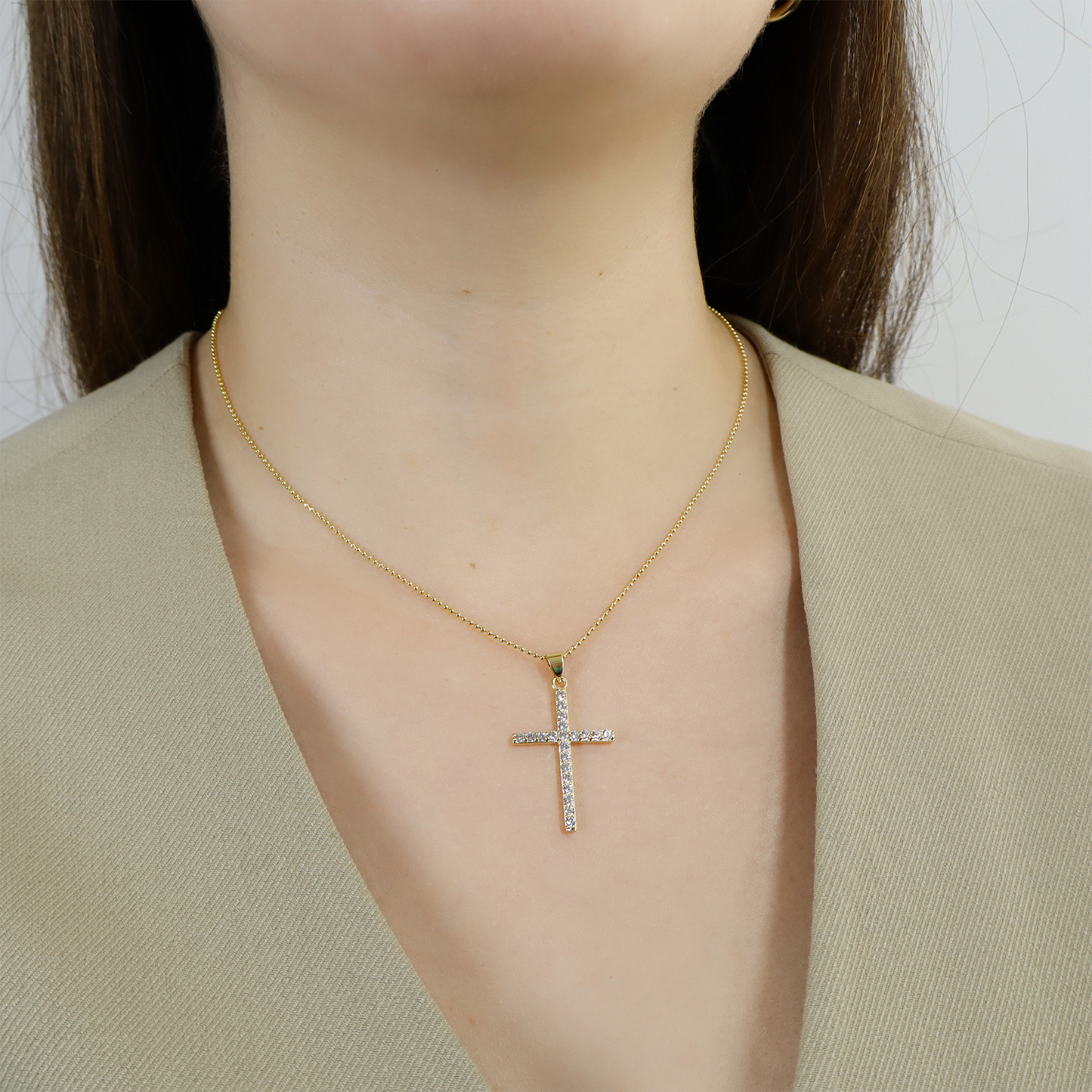 14k Gold Plated Cross Necklace with Sparkling Zirconia| Faith Jewelry| Cross Pendant Women Necklace
