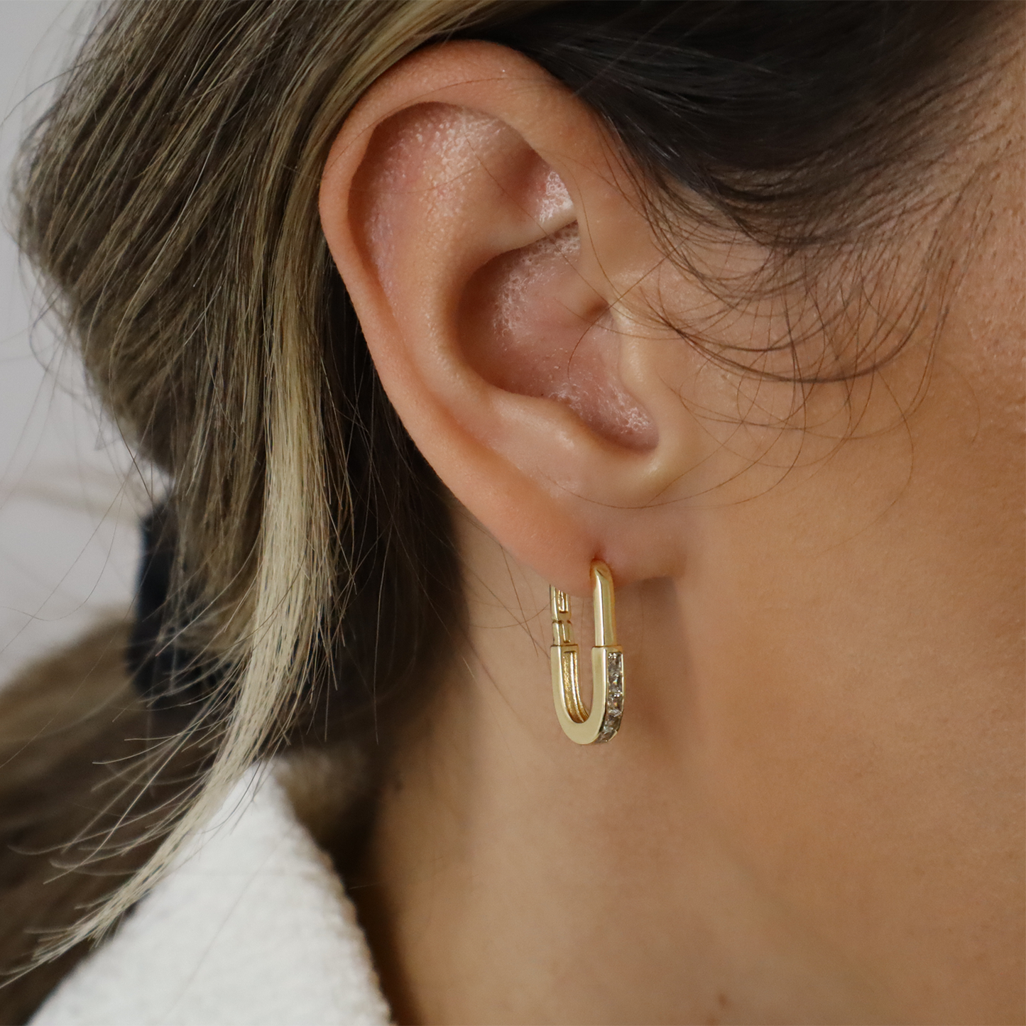14K Gold Plated Sterling Silver Posts Hoop Earrings| U Shaped Hoops| Trendy Women's Earrings