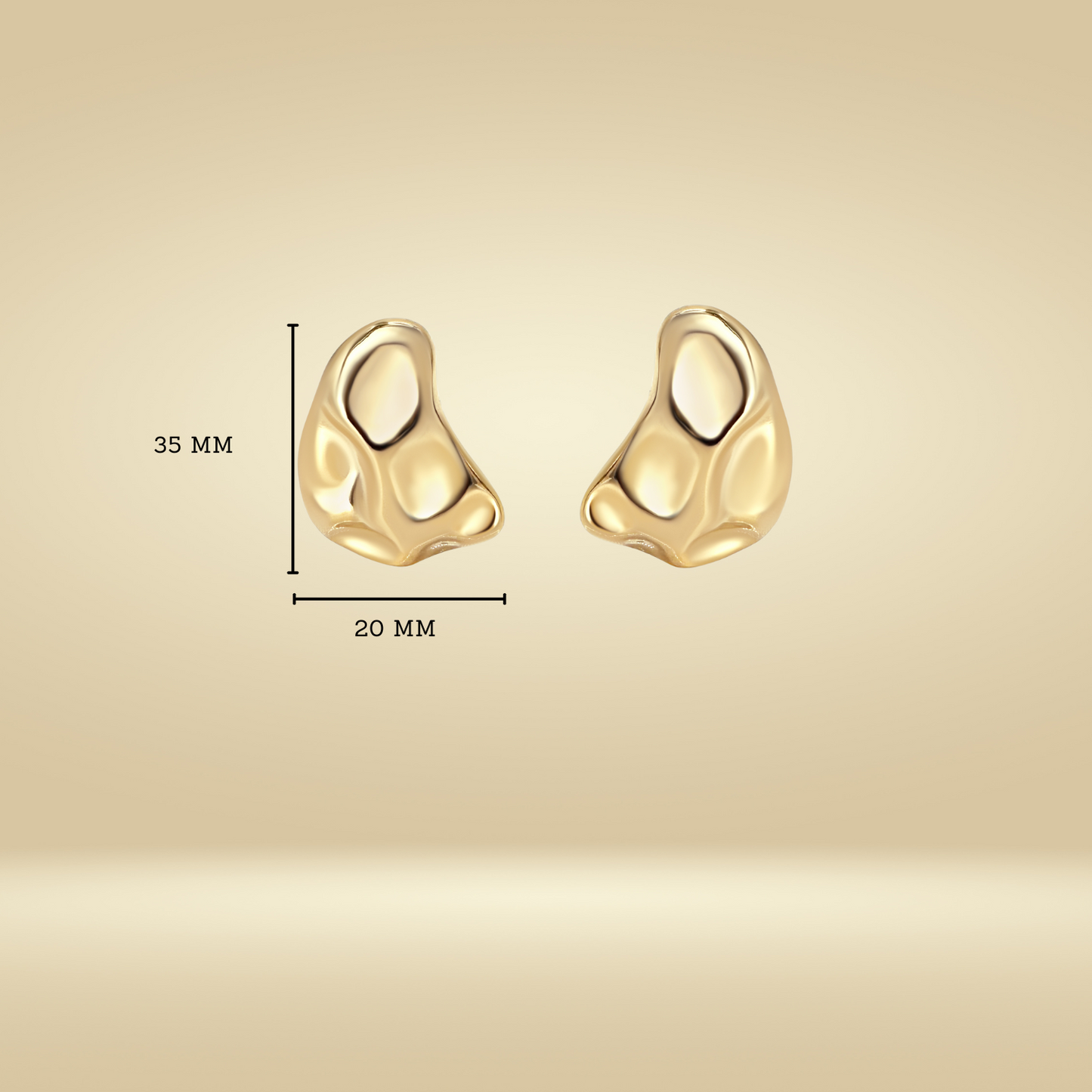 14K Gold Plated Hammered Statement Earrings| Lightweight Drop Statement Earrings for Women