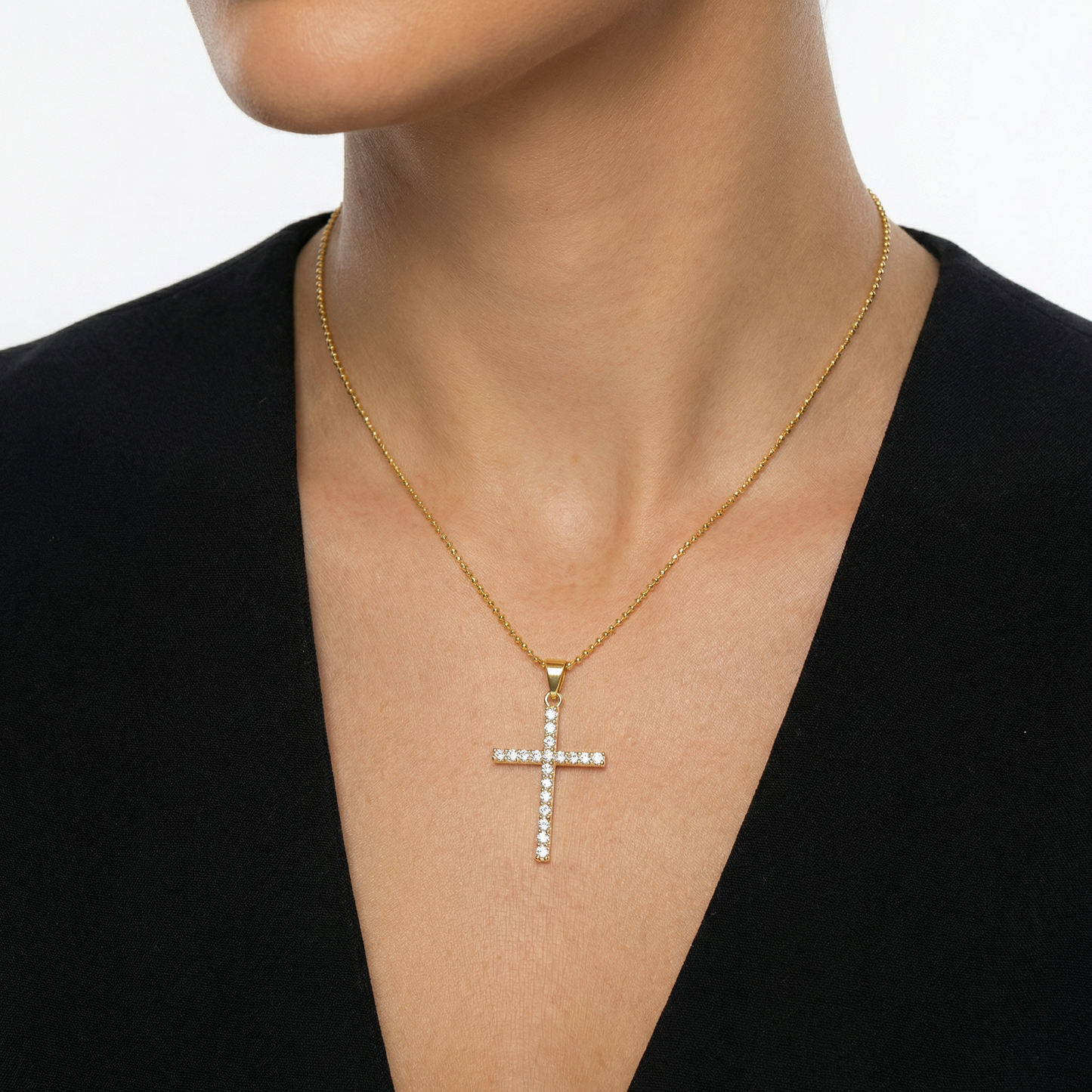 14K Gold Plated Zirconia Cross Necklace